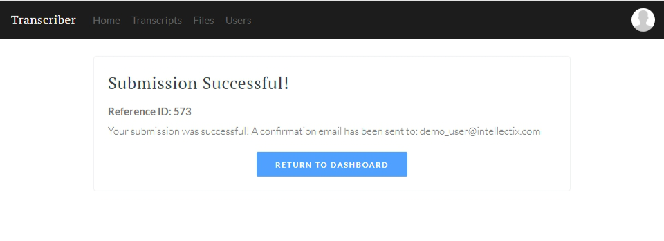 Successful submission dialogue